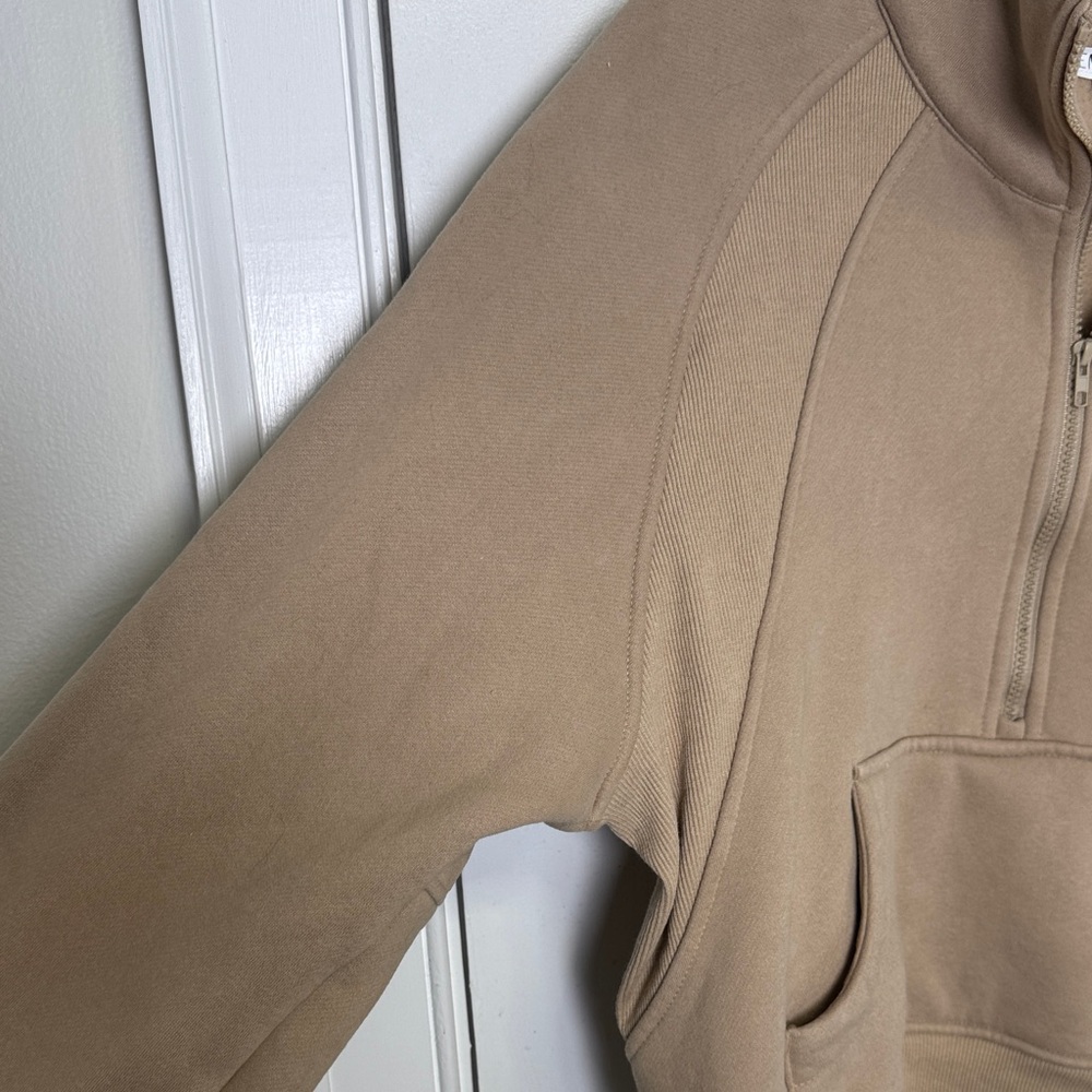 AEMI + CO Cropped Half Zip Pullover Neutral Cozy Kangaroo Pocket Large - Picture 7 of 7